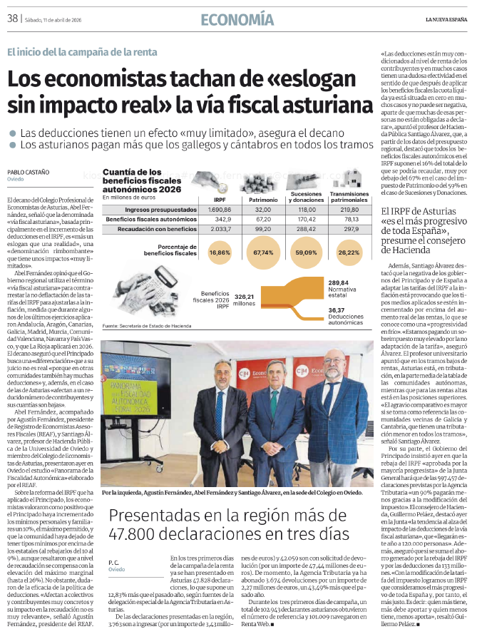 Panorama fiscalidad 2026. LNE